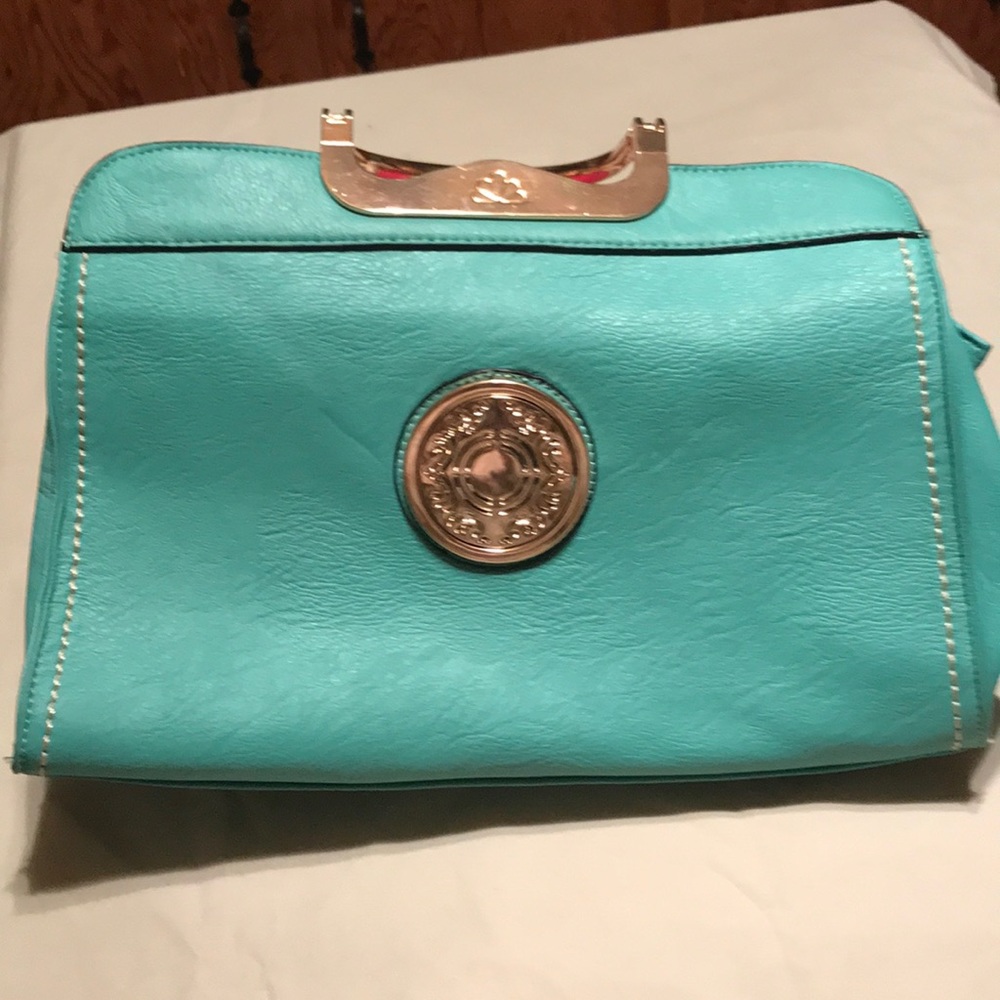 Kate hill purse mint green with gold handles
